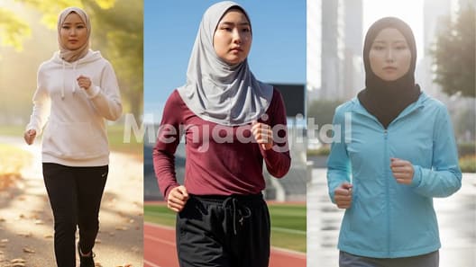 20 Prompt Gemini AI Cewek Berhijab Jogging (Wajah Asli!)