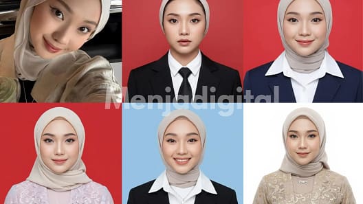 20 Prompt Gemini AI Pas Foto Background Merah dan Biru